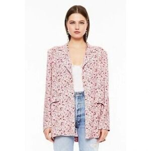 AFRM Women's Annika Longline Boyfriend Blazer Floral Pink‎ Size Small Coquette